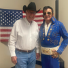 Elvis was back! George Strait opened for Elvis Presley at the Throckmorton Senior Citizens
fundraiser last week, playing songs like “Amarillo by Morning” and “All my Exes live in Texas!”
Hey, wait, “George” looks a lot like Jay Gober! Well, anyway, Elvis showed up and rocked the
house. A good time was had by all. Thanks, Elvis! Thanks, George!