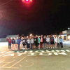 A large group of high school students showed up to paint the town and streets to encourage the Greyhounds in their Playoff
run!